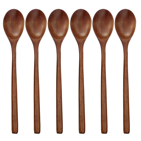 ADLORYEA Cucharas de madera conjunto de 6 piezas de 9 pulgadas para comer y mezclar.