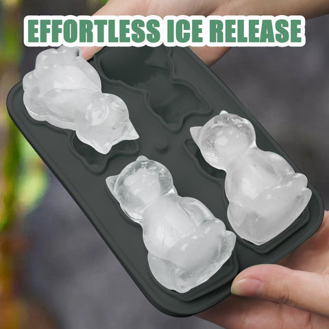 Admaison gato silicona negro: molde duradero para hielo y postres.