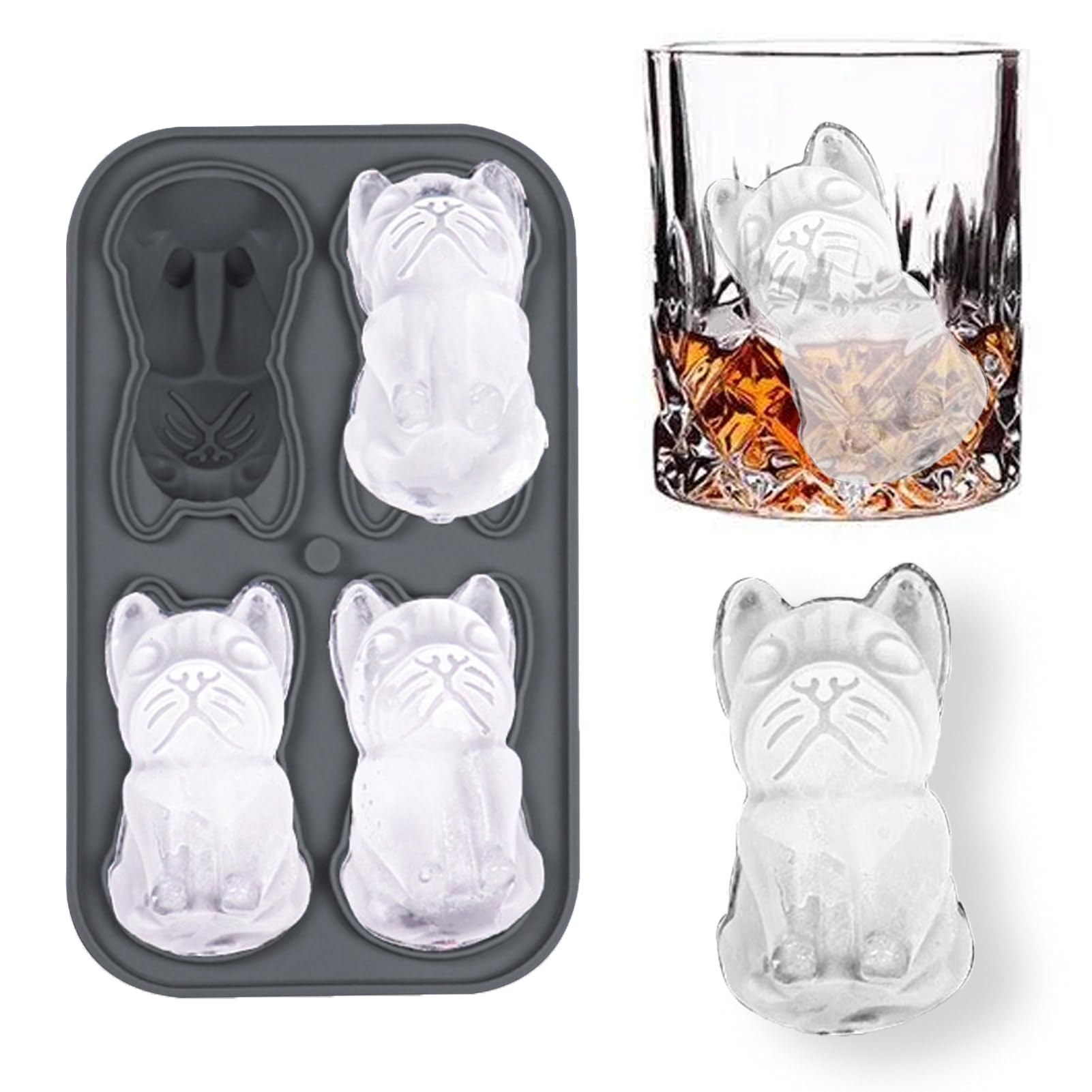 Admaison: molde bulldog francés detalle para cubos de hielo elegantes en whisky