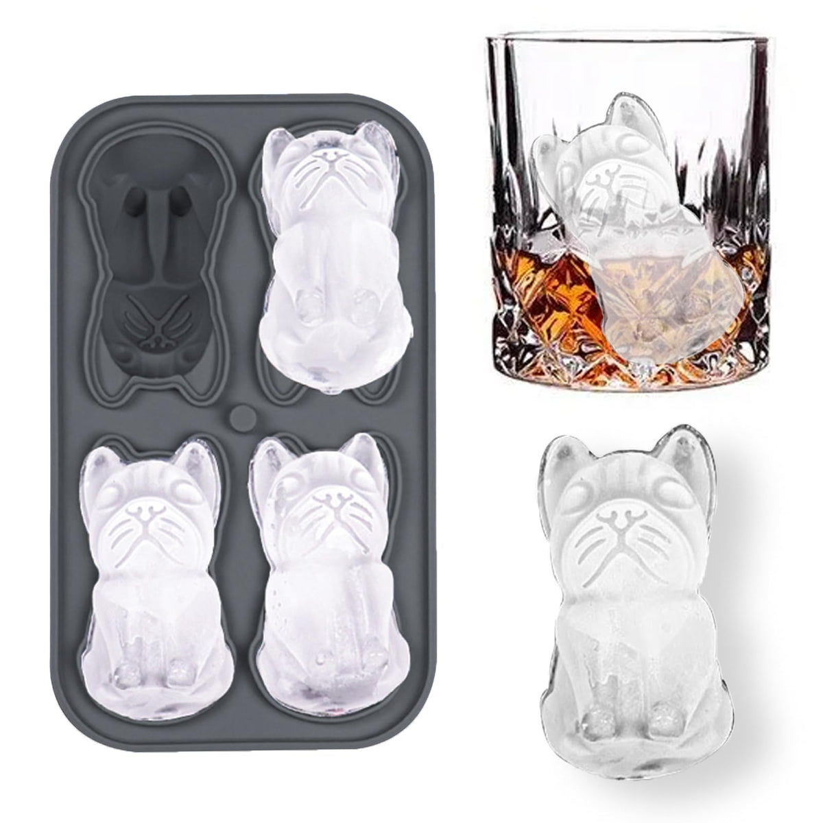 Admaison: molde bulldog francés detalle para cubos de hielo elegantes en whisky