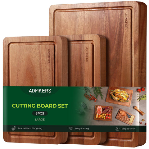 ADMKERS tabla de cortar de acacia grande para carne y quesos, duradera.