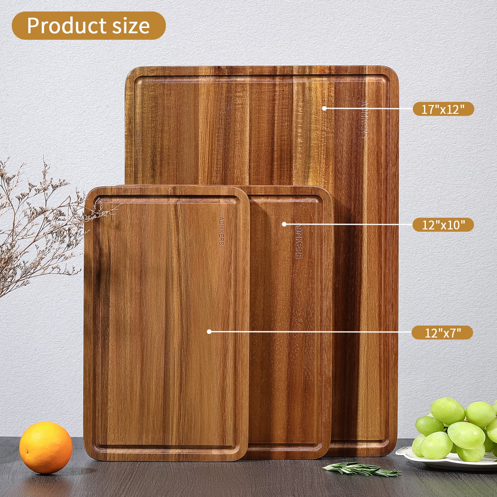 ADMKERS tablas-corte-madera-set-3-dos-caras: uso reversible para mayor durabilidad