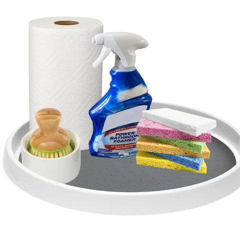 Adoco Lazy Susan con superficie antideslizante evita derrames y mantiene las botellas en su lugar.