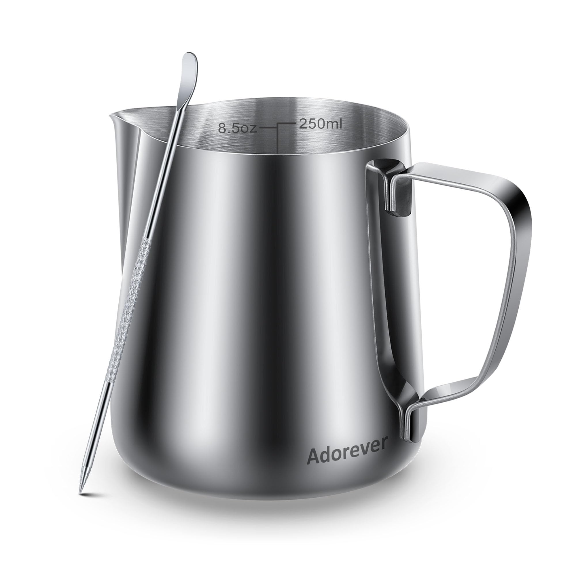 Jarra Adorever para espumar leche de 250 ml, ideal para arte con leche.