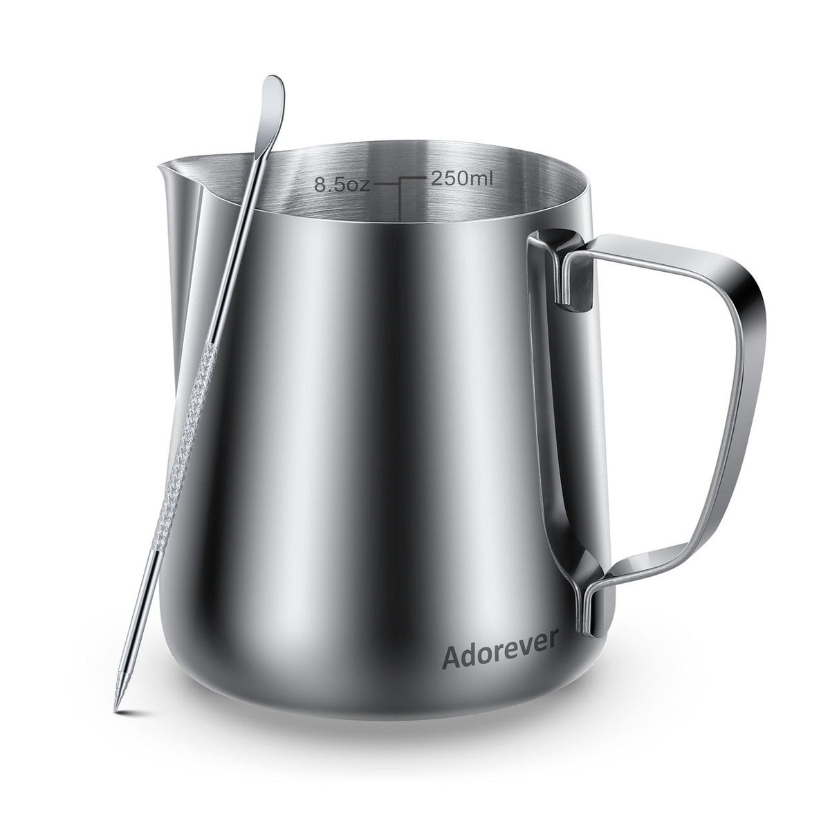 Jarra Adorever para espumar leche de 250 ml, ideal para arte con leche.