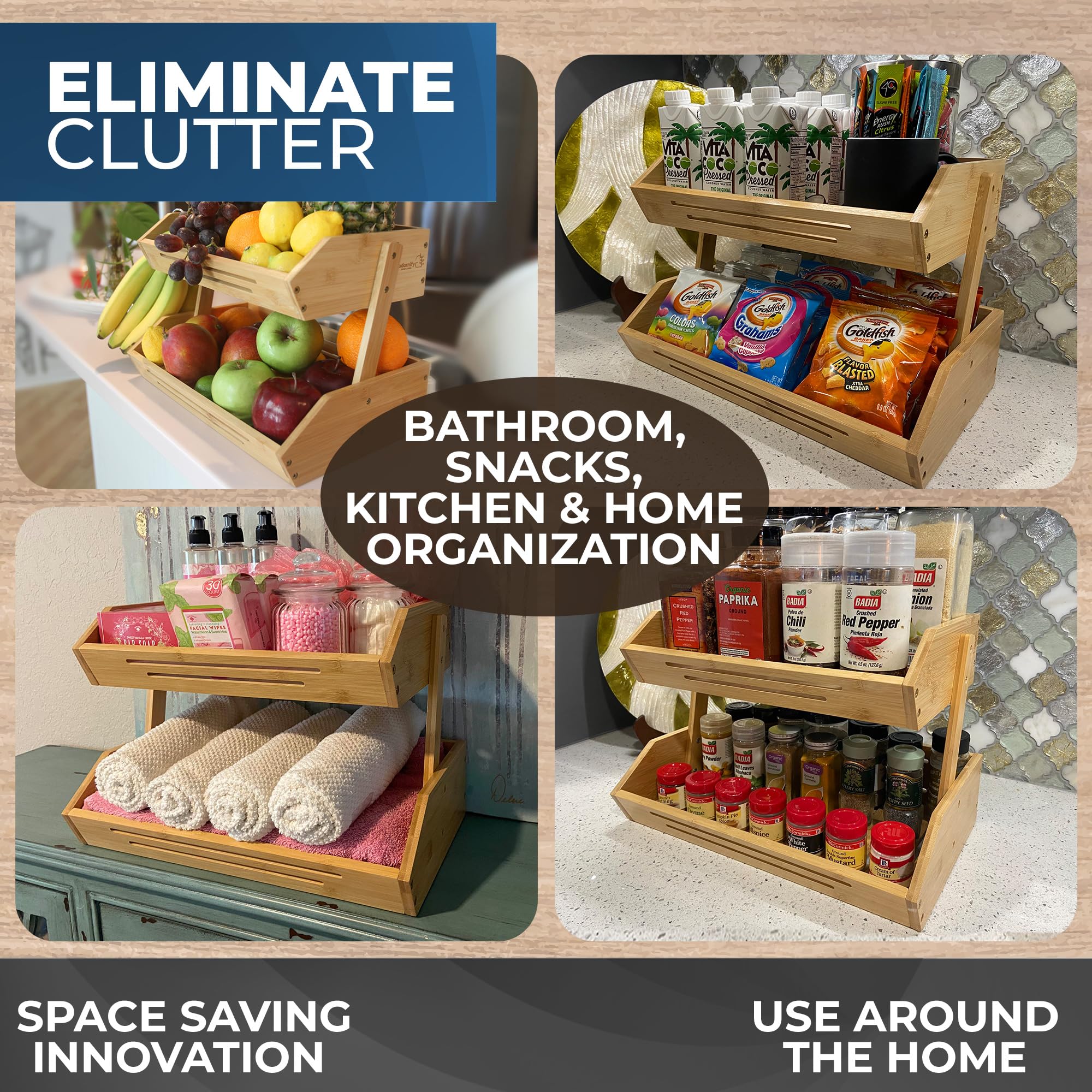 Adornify organizador de frutas y verduras en la encimera.
