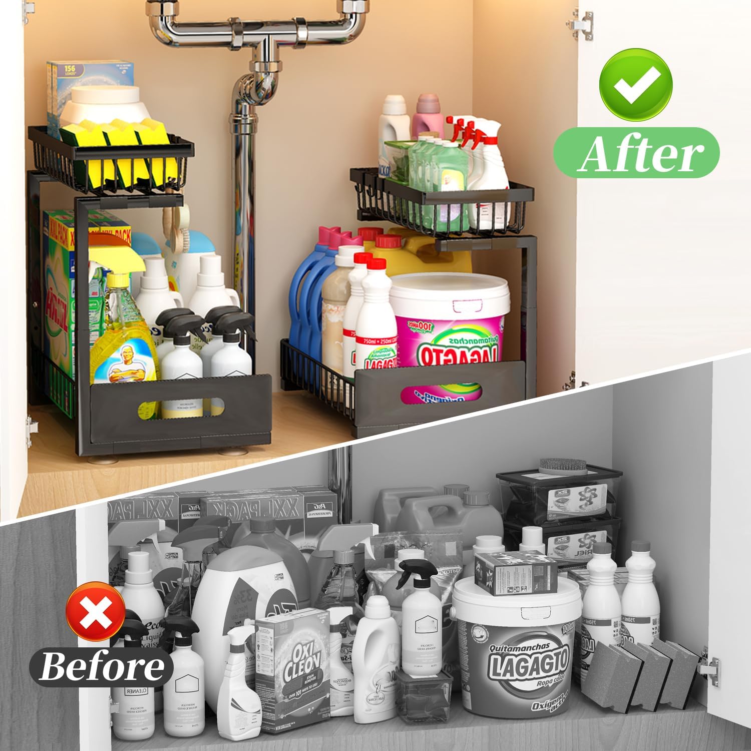 Adoymiro en cocina y baño, perfecto para almacenamiento diario.