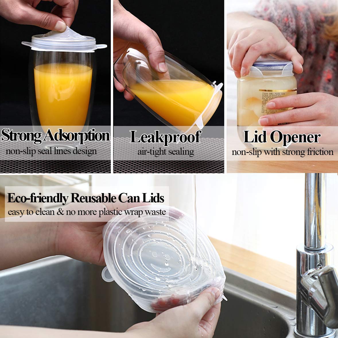 Tapa de silicona Adpartner con agarre antideslizante para abrir fácilmente.