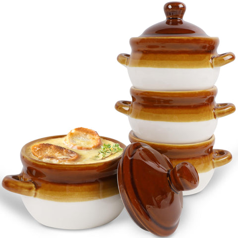 Adroiteet cuencos para sopa cebolla Francesa 16 oz con tapa, ideal para servir