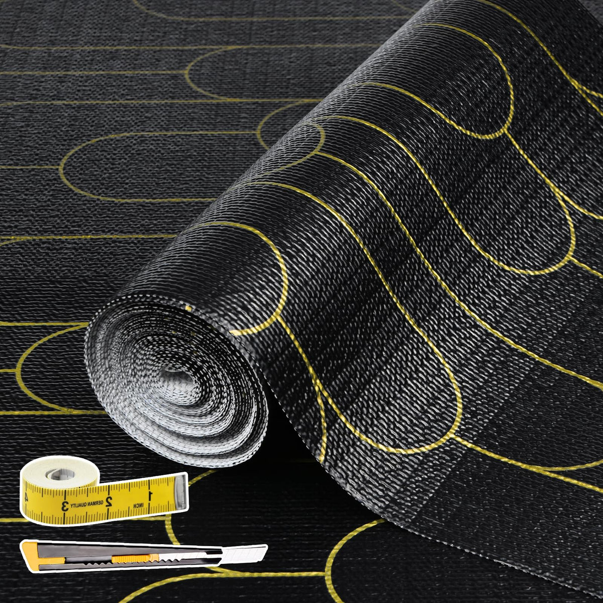 Adwann forro estante cocina negro dorado, protege cajones y eleva el estilo