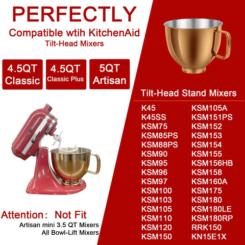 Adwrparts tazón 5qt, diseño compatible con KitchenAid para reemplazo fiable