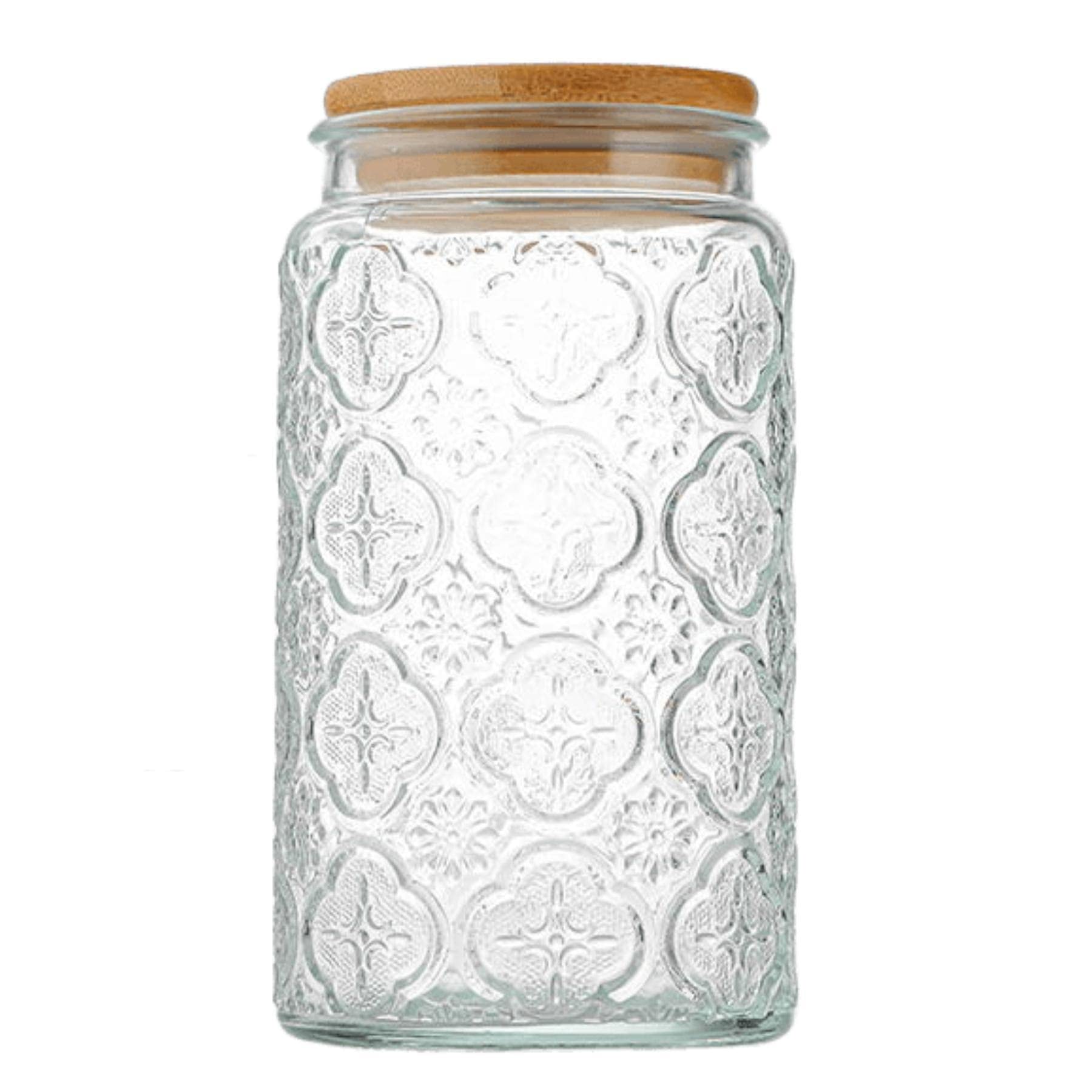 Tarro de vidrio Aebor con tapa de bambú de 1000 ml, almacenamiento hermético.