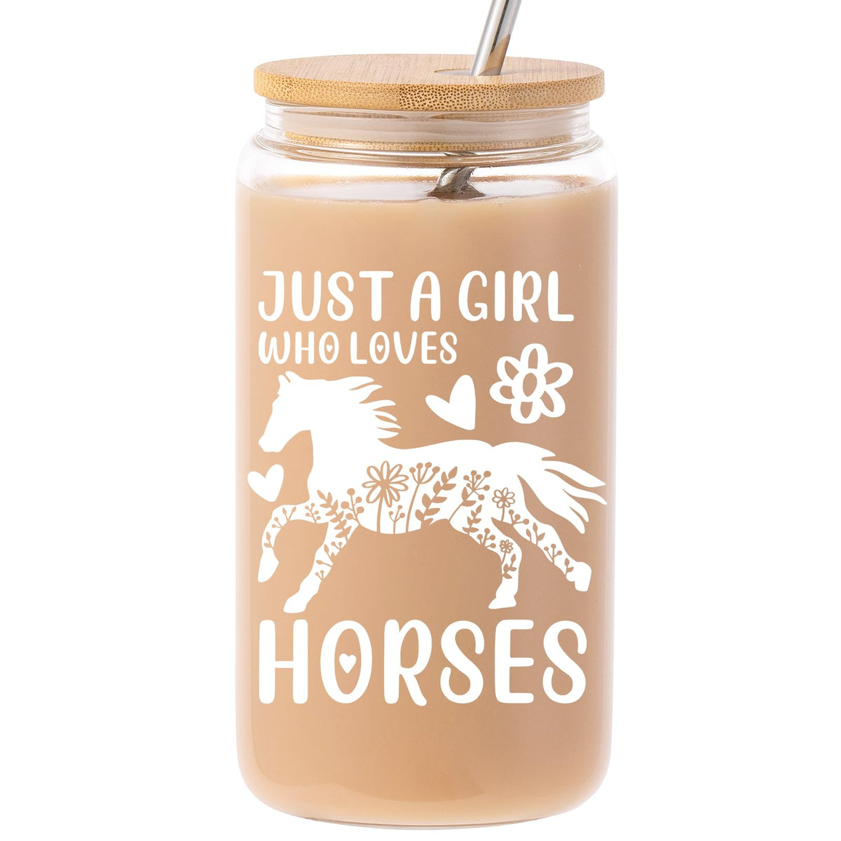 Taza Aeenr de vidrio con caballo; perfecta para café matutino en casa.