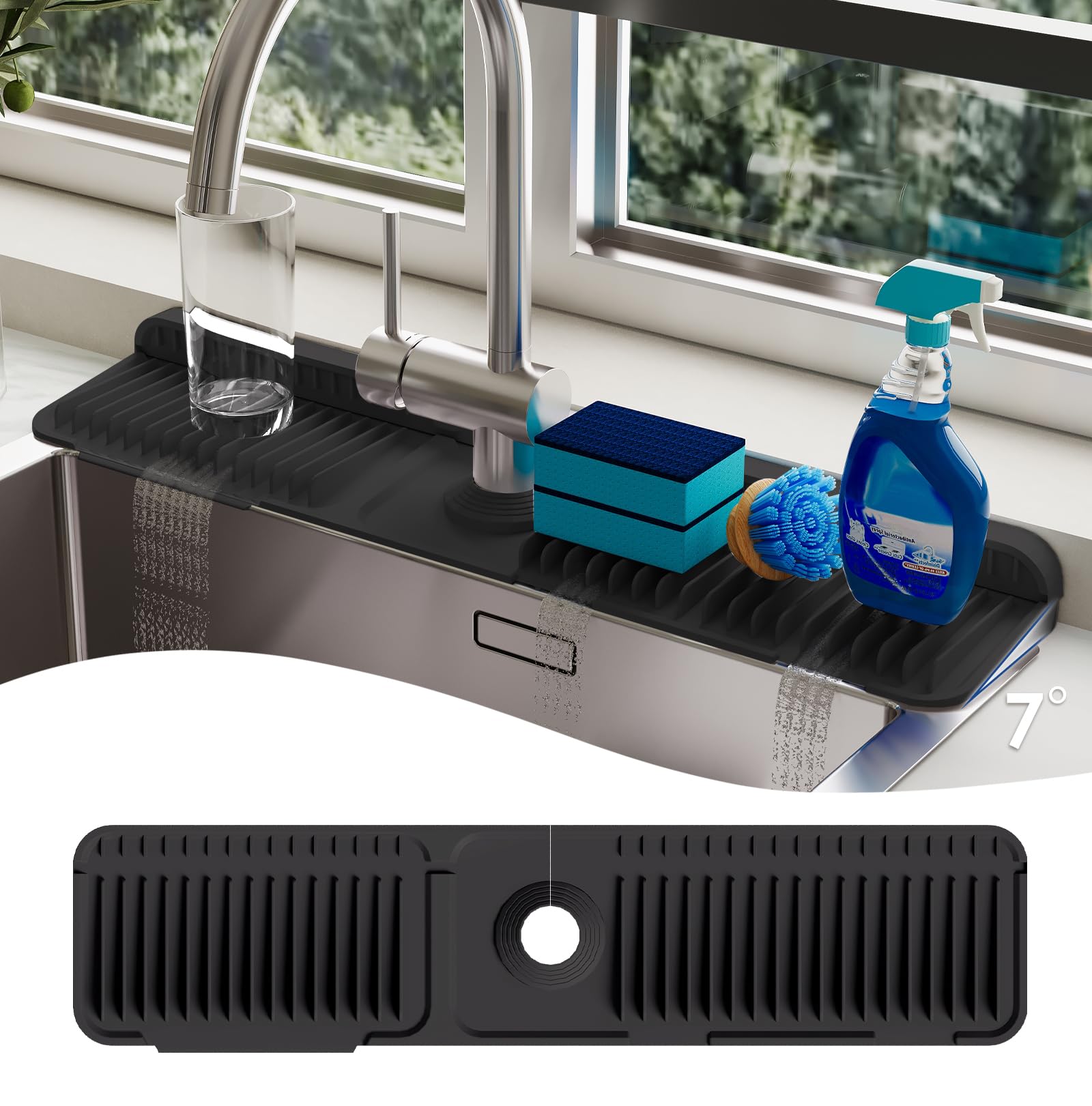 AEFLM tapete de silicona para grifo en la cocina, protección y secado rápidos