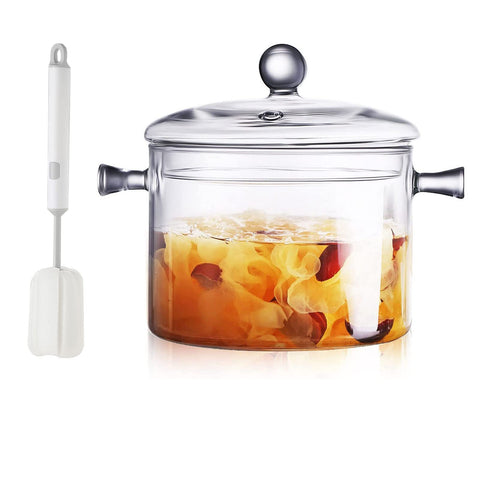 Olla AEFPOYMXU de vidrio claro con tapa para hervir a fuego lento.
