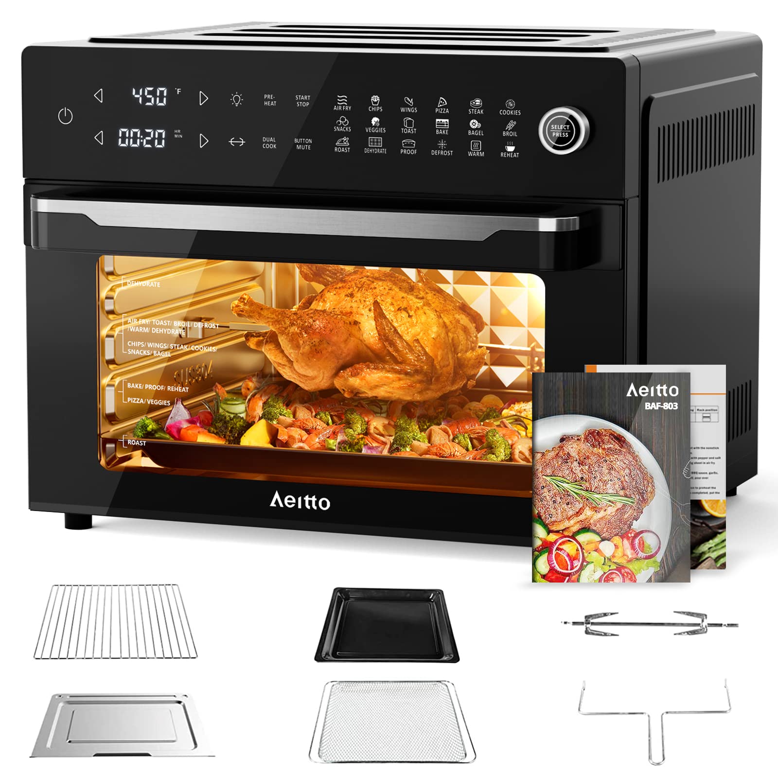 Aeitto 32QT PRO – frente del horno, facilita la supervisión de la cocción familiar.
