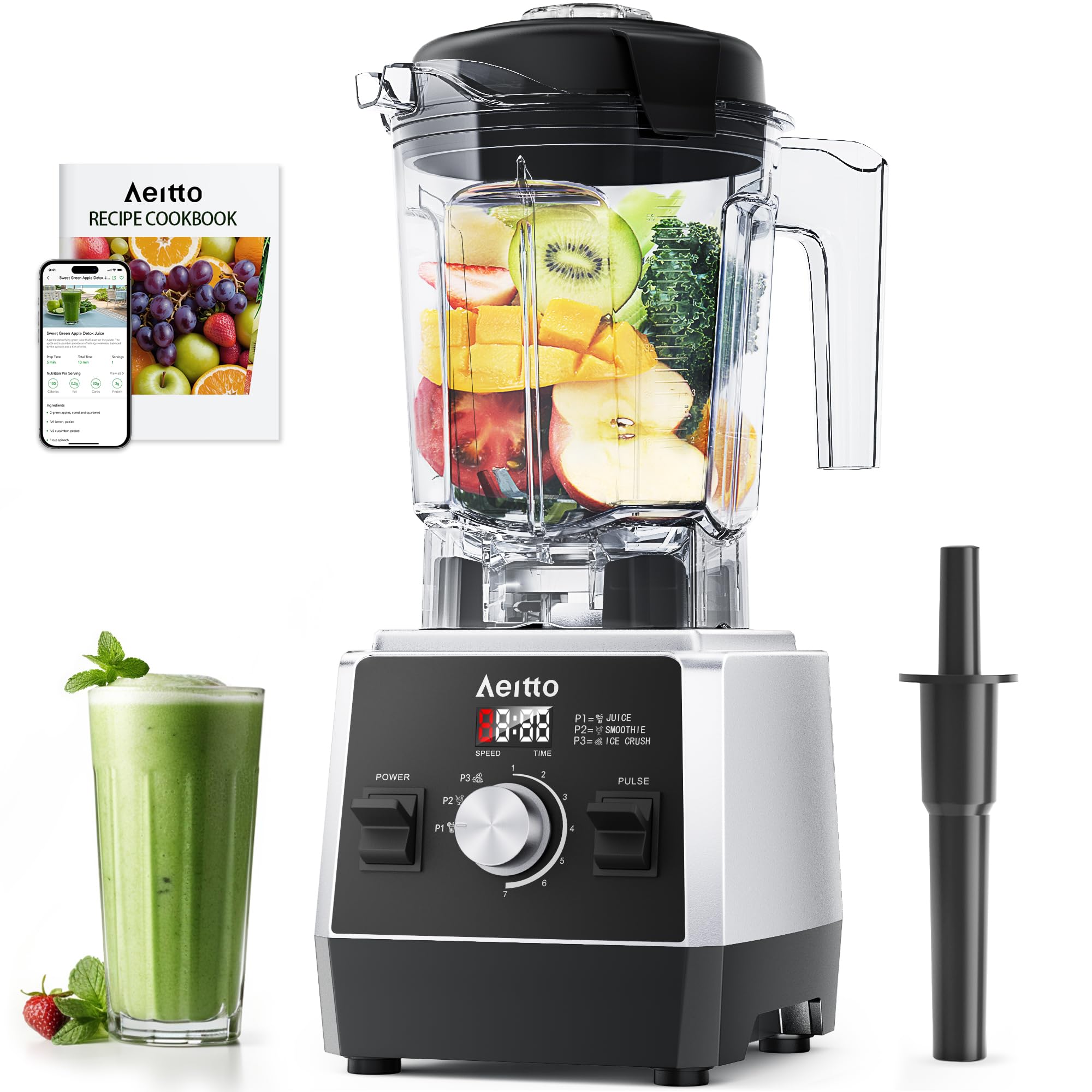 Licuadora Aeitto, capacidad 68oz, ideal para familias, porciones para todos.