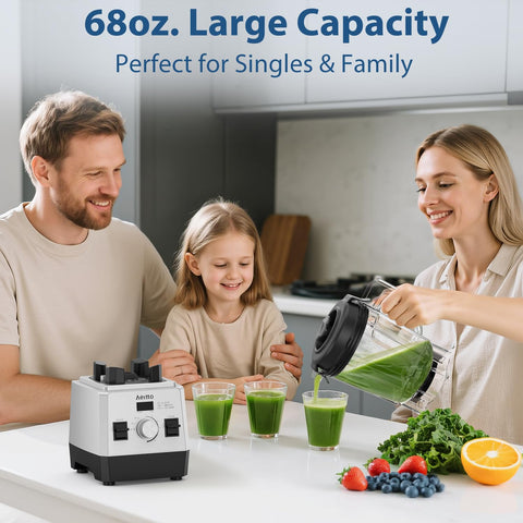 Licuadora Aeitto, potencia 1800W para batidos y cremas rápidas.
