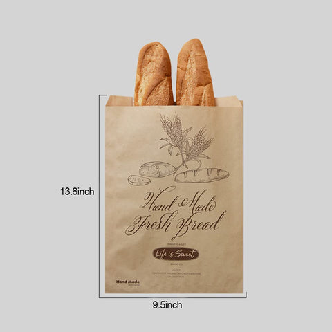 AeKahtay bolsa de pan kraft resistente al aceite para bollos y sándwiches