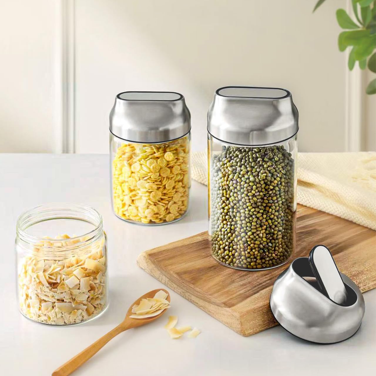 Frasco de vidrio Aelga versátil para café, frutos secos, cereal y más.