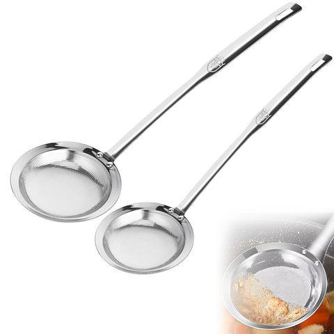 aeloer colador malla fina grande en acero inoxidable, ideal para filtrar grasa.
