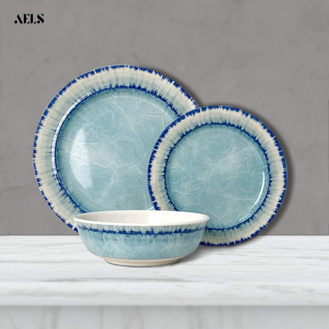 AELS vajilla melamina: cuencos azules con textura hielo para porciones y sopas rápidas