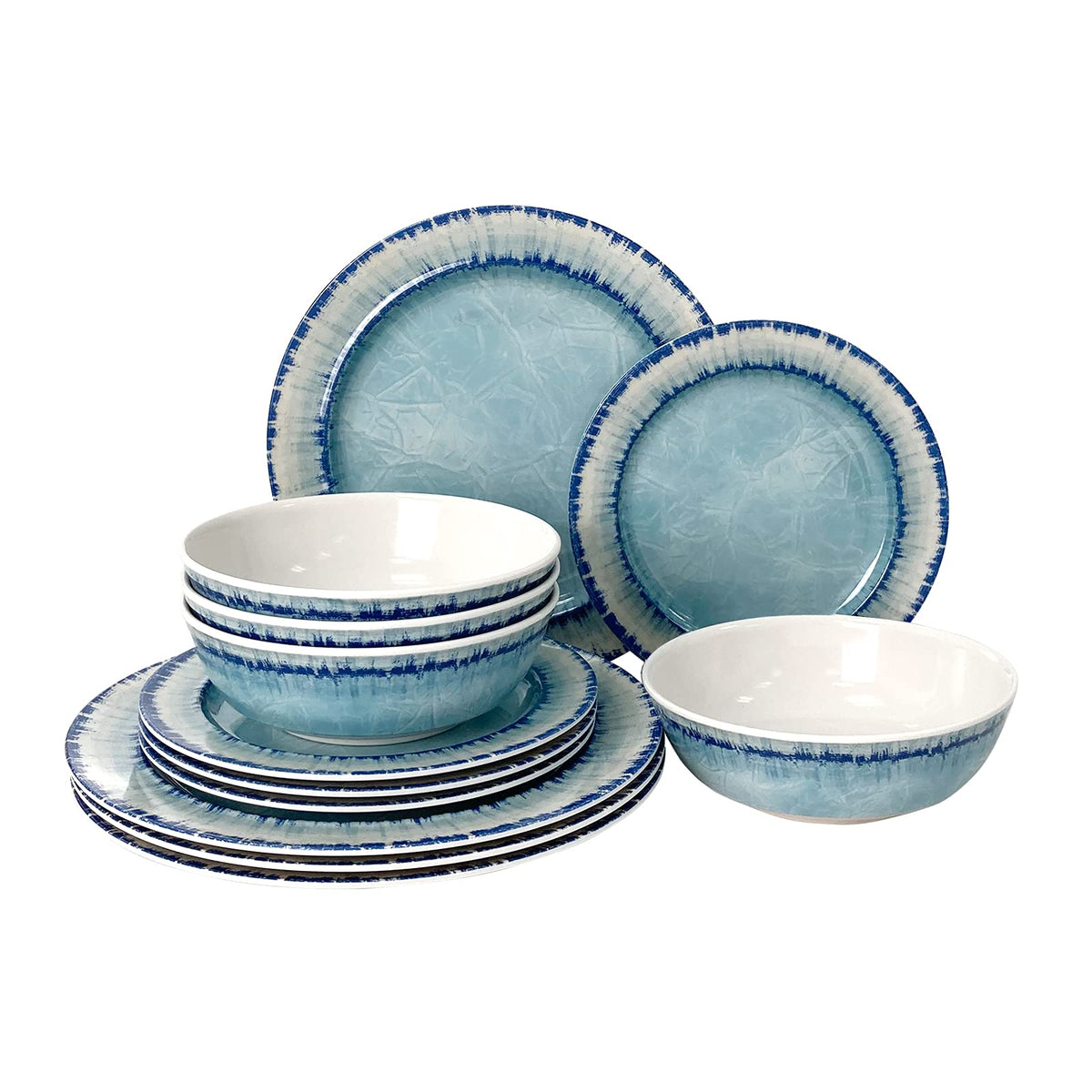 AELS vajilla melamina: platos de cena azul hielo para comidas en familia