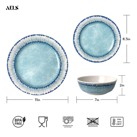 AELS vajilla melamina: platos de ensalada azul hielo para mesas al aire libre