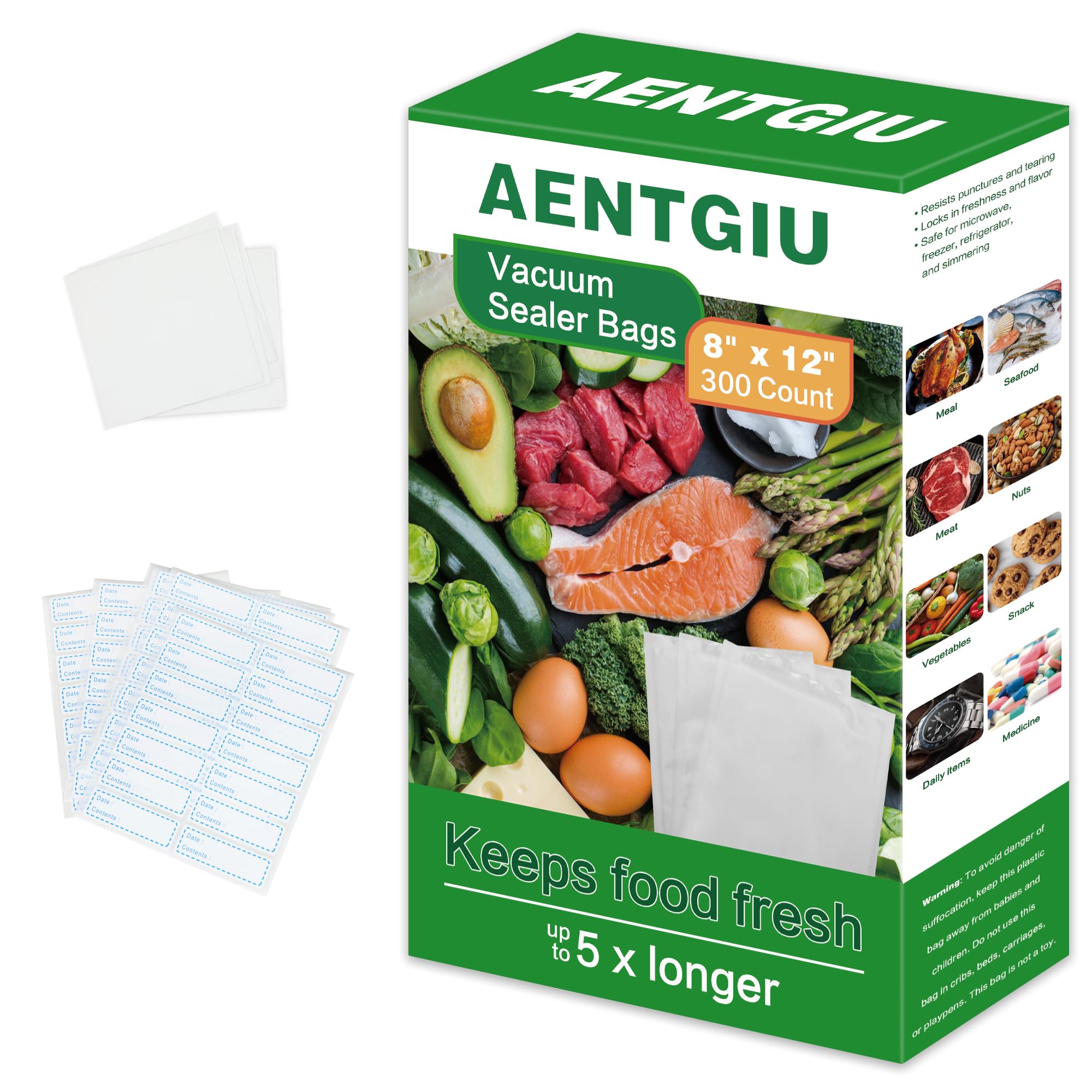Bolsas AENTGIU para coccion al vacio 8x12, conservan frescura y sabor.