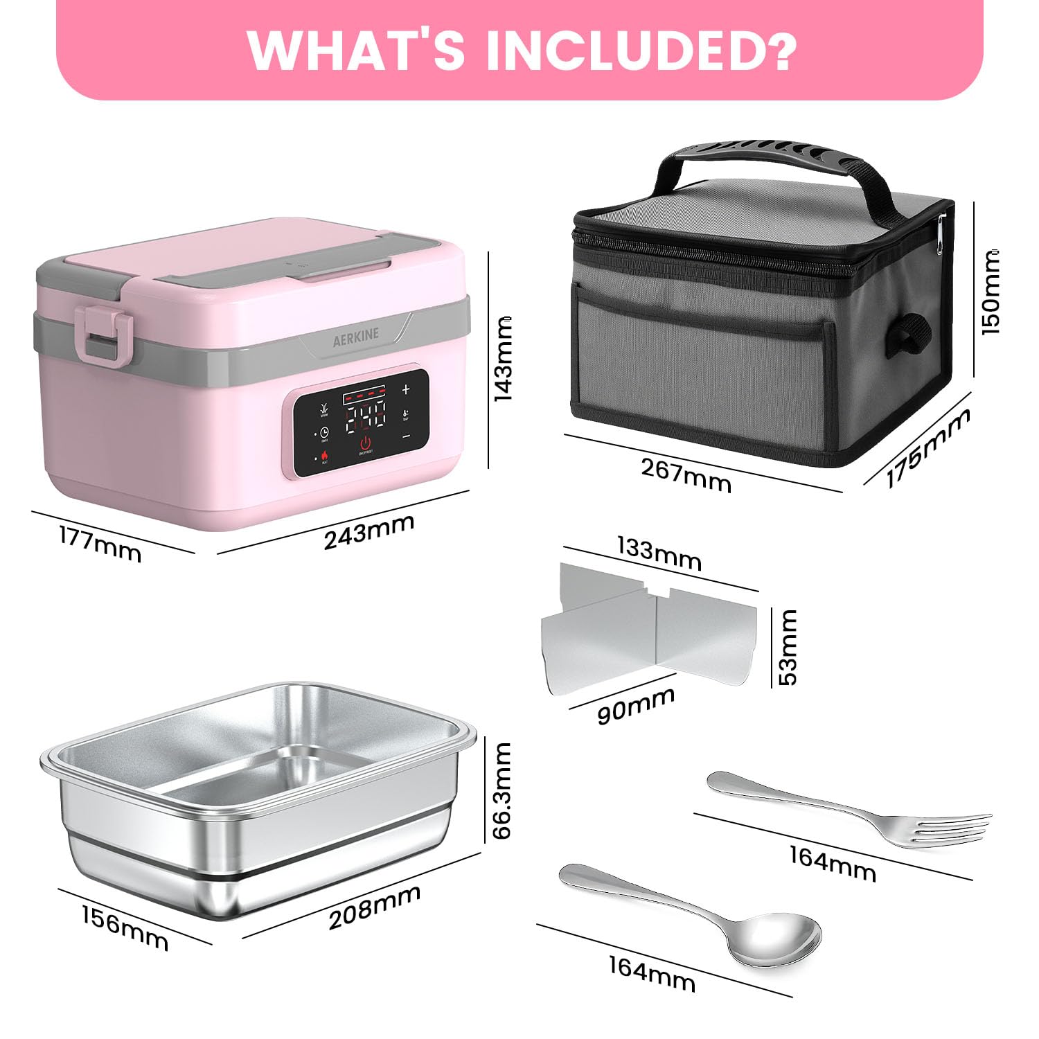 Accesorios incluidos de AERKINE: utensilios y bolsa aislante.