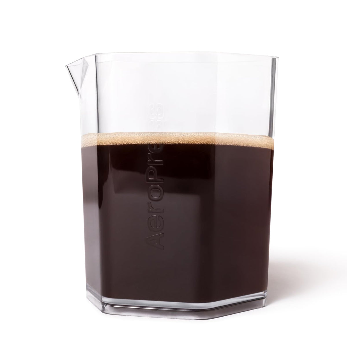 AeroPress Carafe 600 ml transparente para ver la extracción del café.