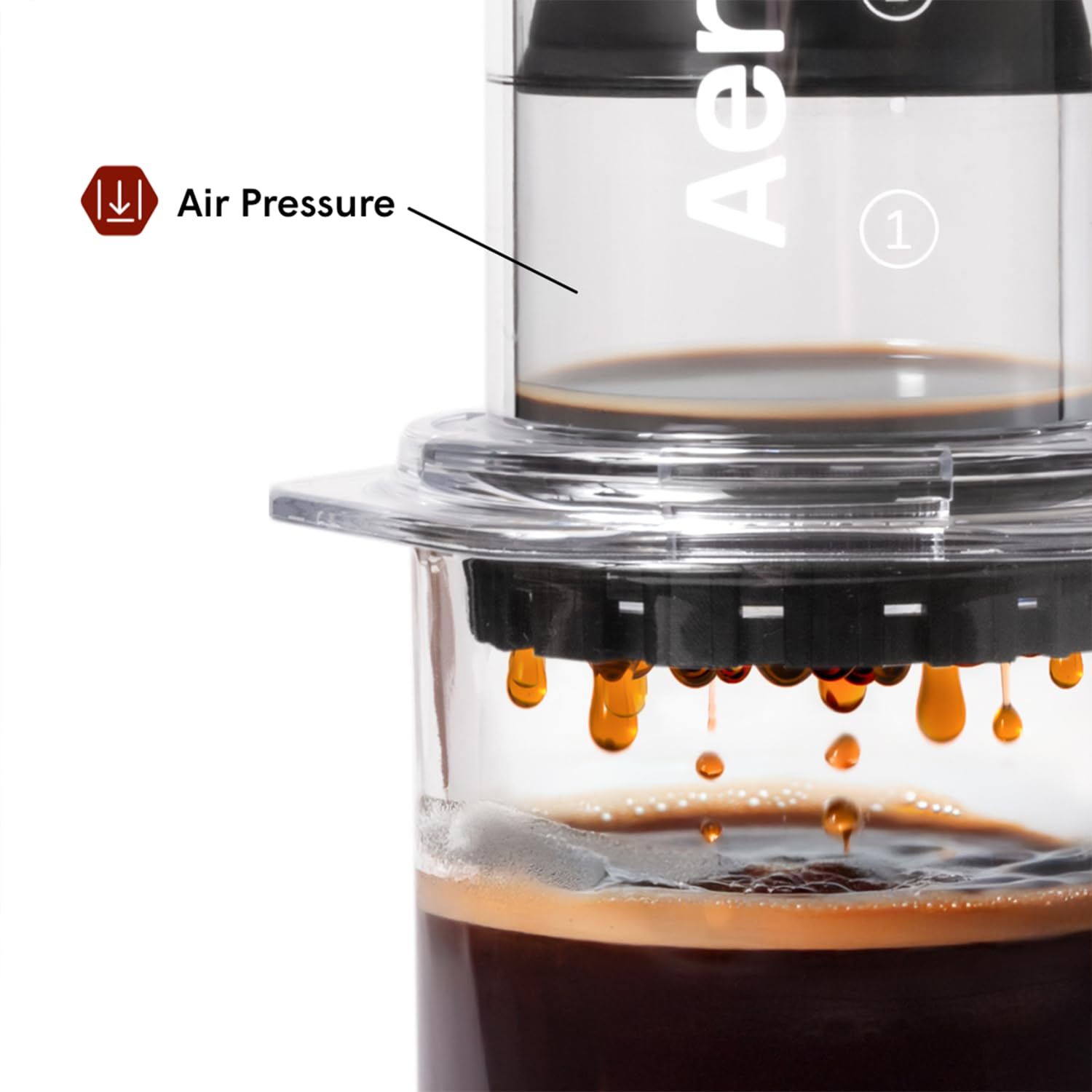 AeroPress Clear: diseño duradero en Tritan para viajar ligero.