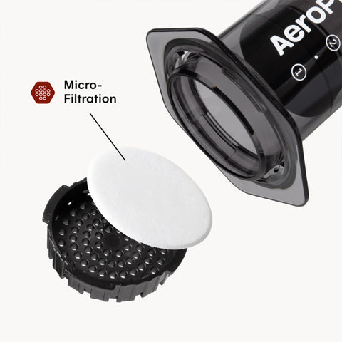 AeroPress Clear Black: control de tiempo y temperatura para una extracción más limpia.
