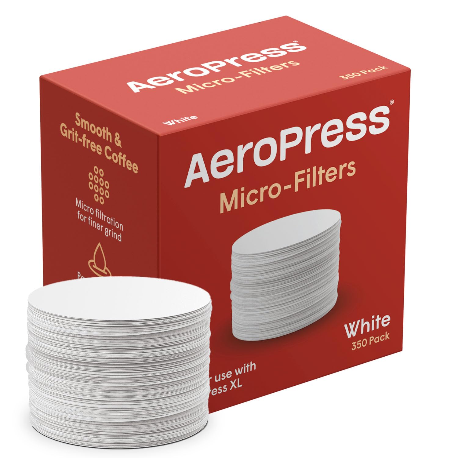 Filtros AeroPress de microfiltración en papel blanco para sabor limpio.
