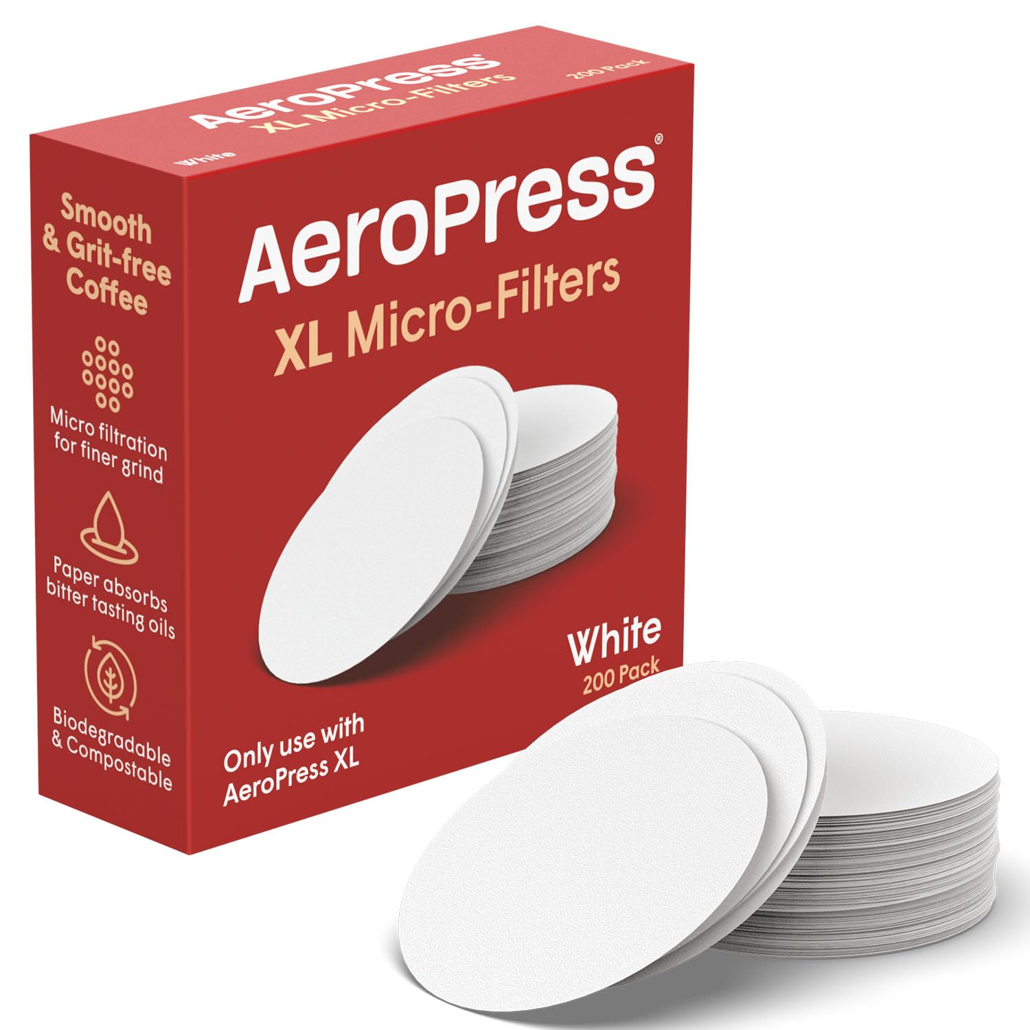 AeroPress XL con papel filtrante compostable para taza limpia sin sedimentos