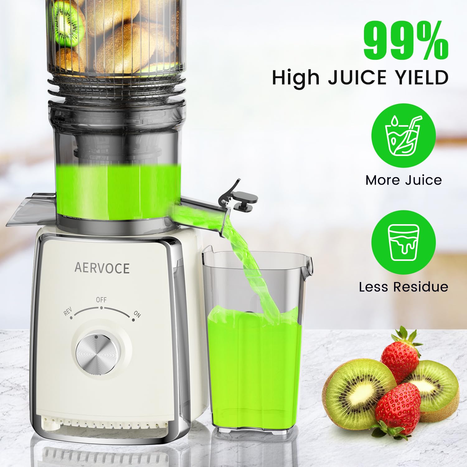 Licuadora AERVOCE prensado en frío, filtro de doble capa para jugo suave.