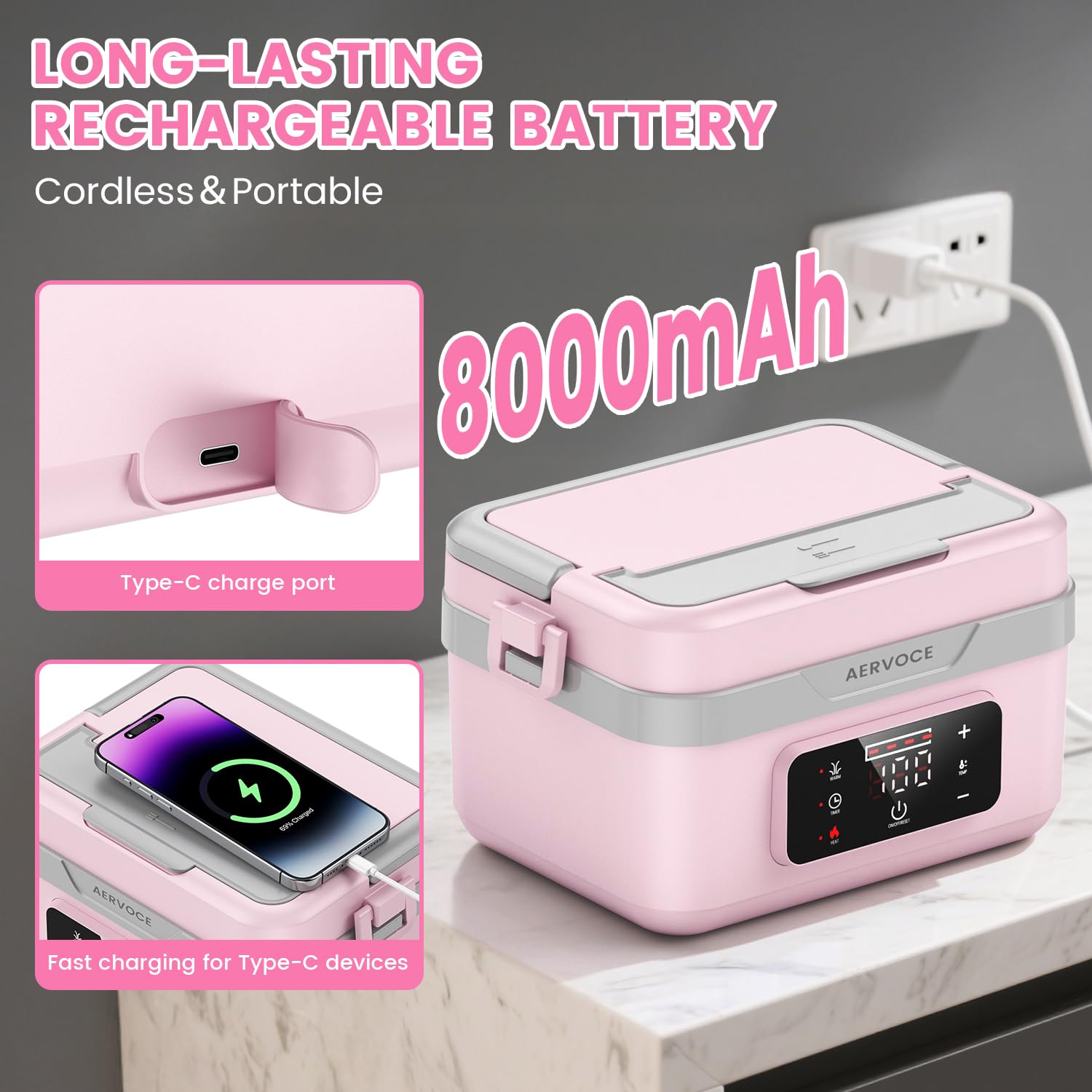 AERVOCE Lunchbox con cubiertos integrados facilita comer en cualquier lugar.
