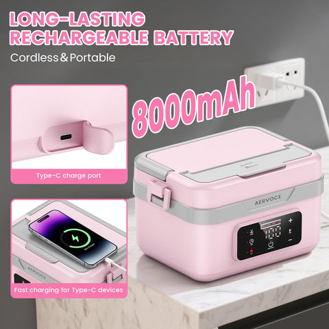 AERVOCE Lunchbox con cubiertos integrados facilita comer en cualquier lugar.