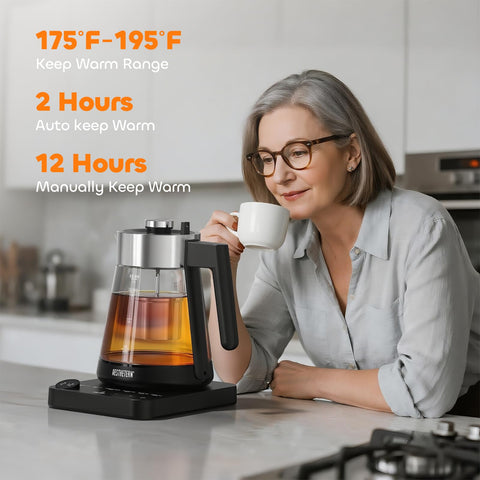 Uso diario en casa con el hervidor Aesthetern 1.7L, capacidad para la familia