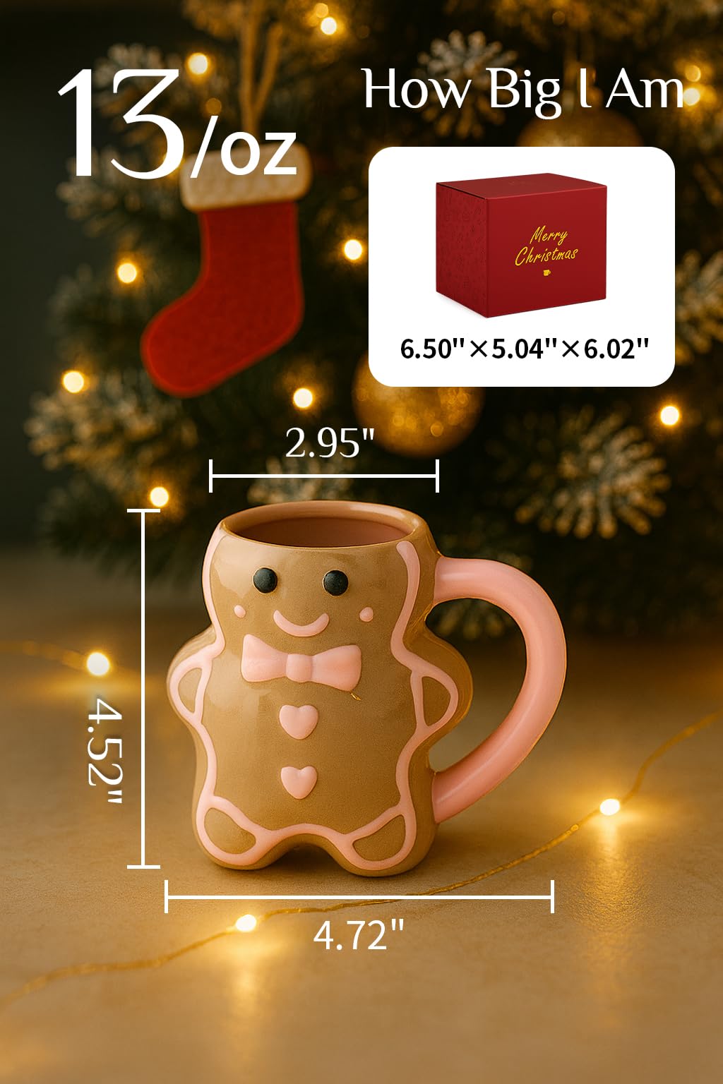 Mano sosteniendo la taza Aeturnalis, diseño navideño para momentos diarios.