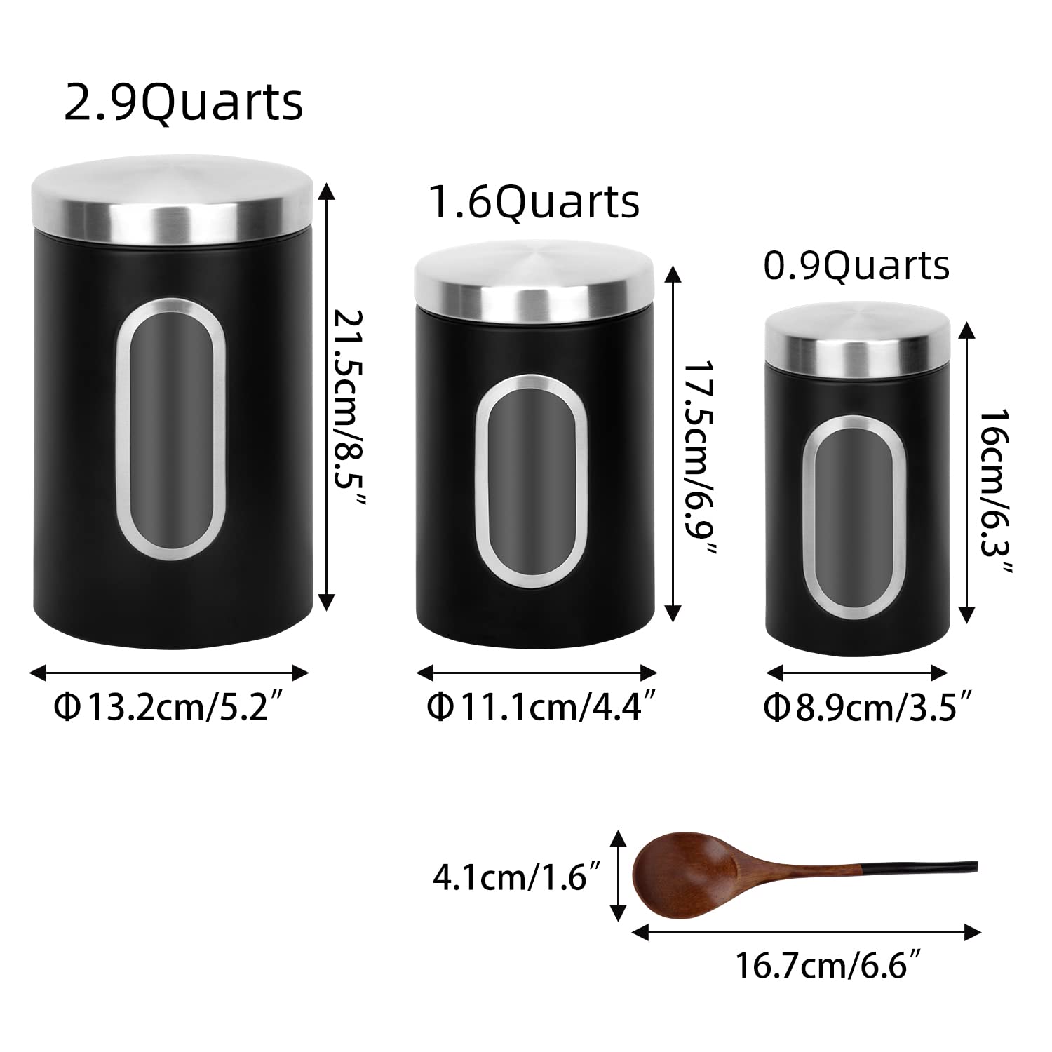 AEUNKIUO tarro negro pequeño con ventana para té y bocadillos