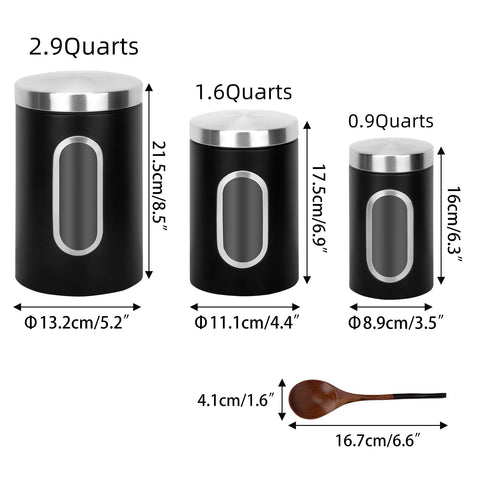 AEUNKIUO tarro negro pequeño con ventana para té y bocadillos