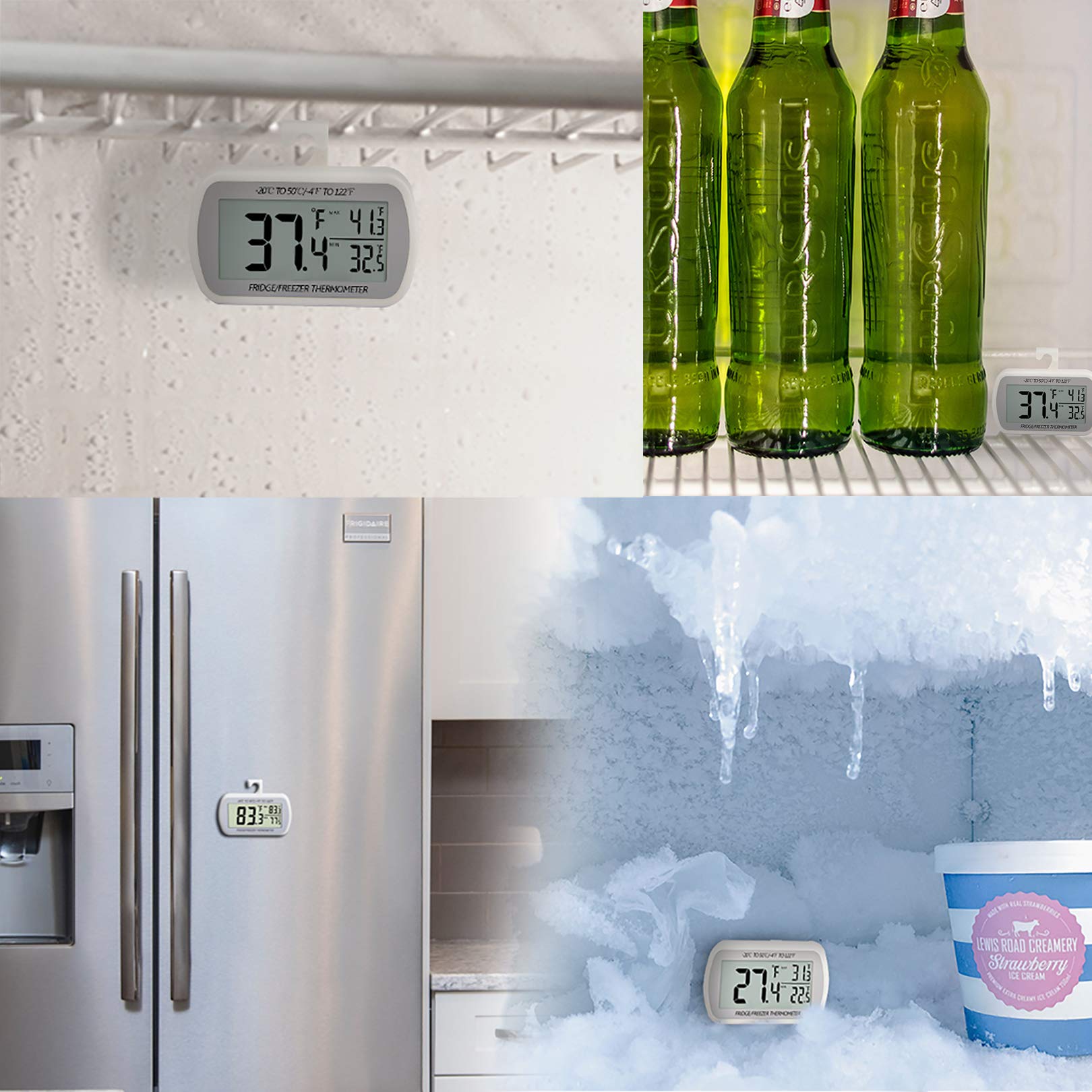 Termómetro AEVETE para congelador y refrigerador, útil para control de temperaturas.