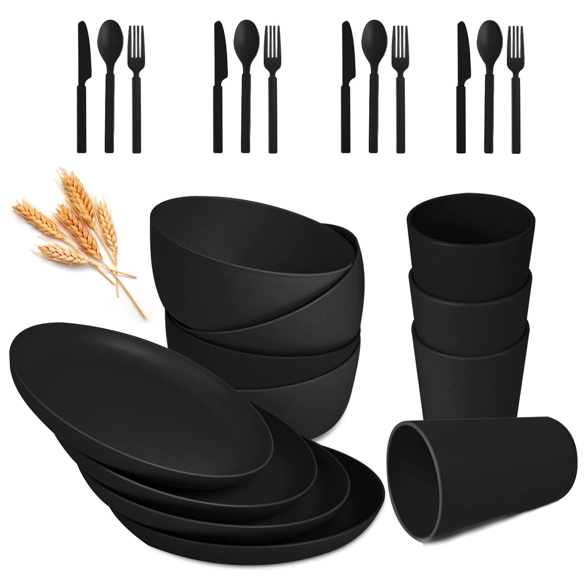 afcevnlb vajilla trigo 10 platos, ligeros y duraderos para uso diario.