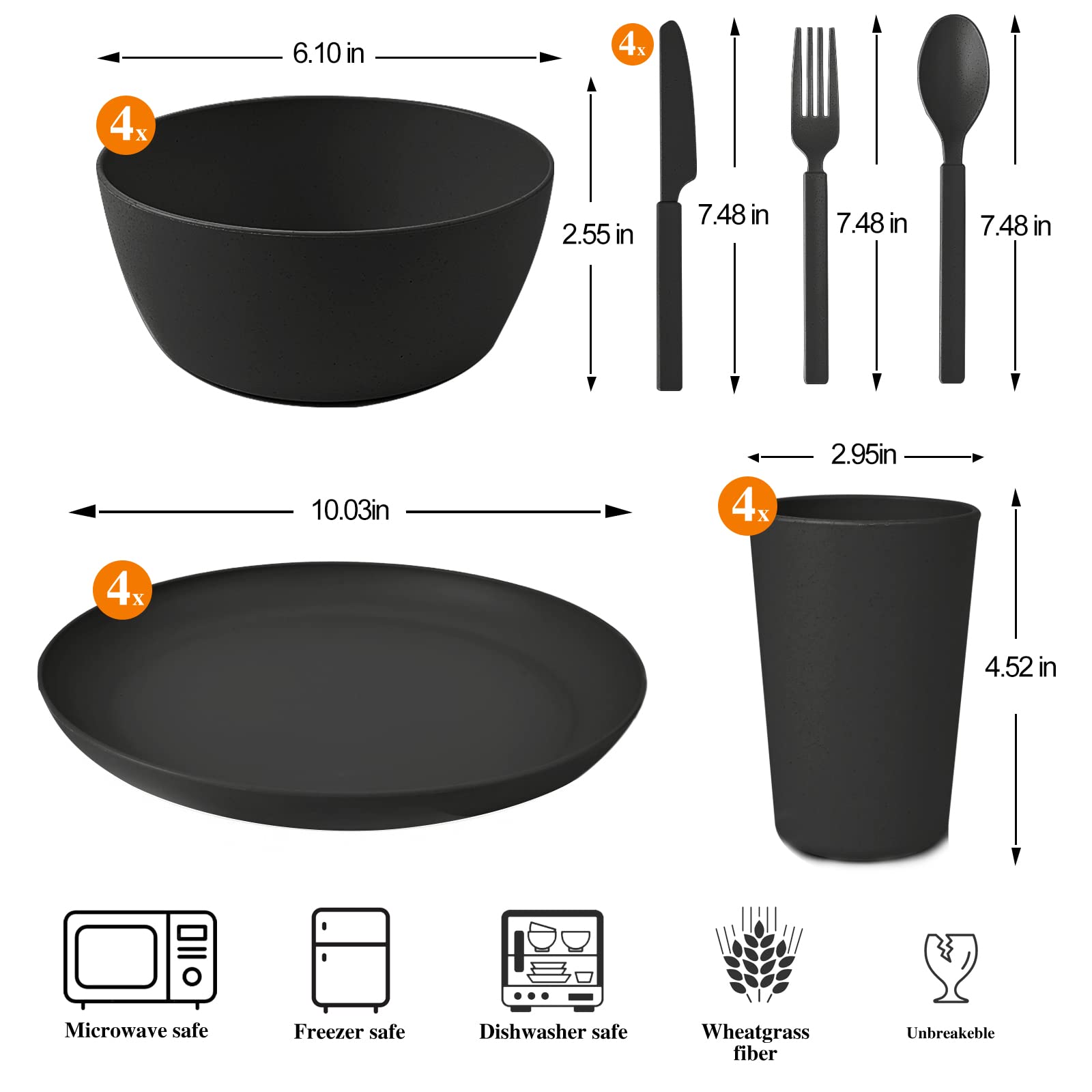 afcevnlb vajilla trigo 6 cuencos ensalada, ligeros y aptos para exterior.
