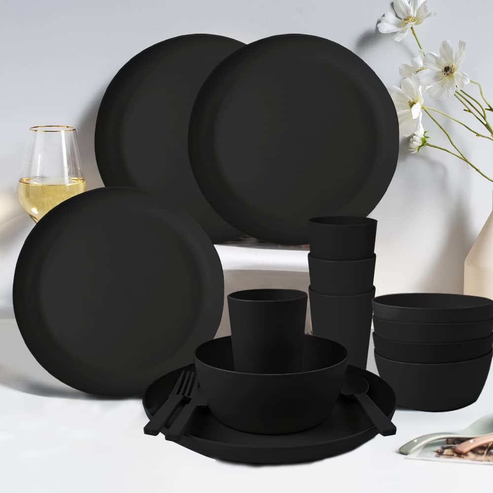 afcevnlb vajilla trigo acabado negro mate, elegante y duradera para mesa diaria.