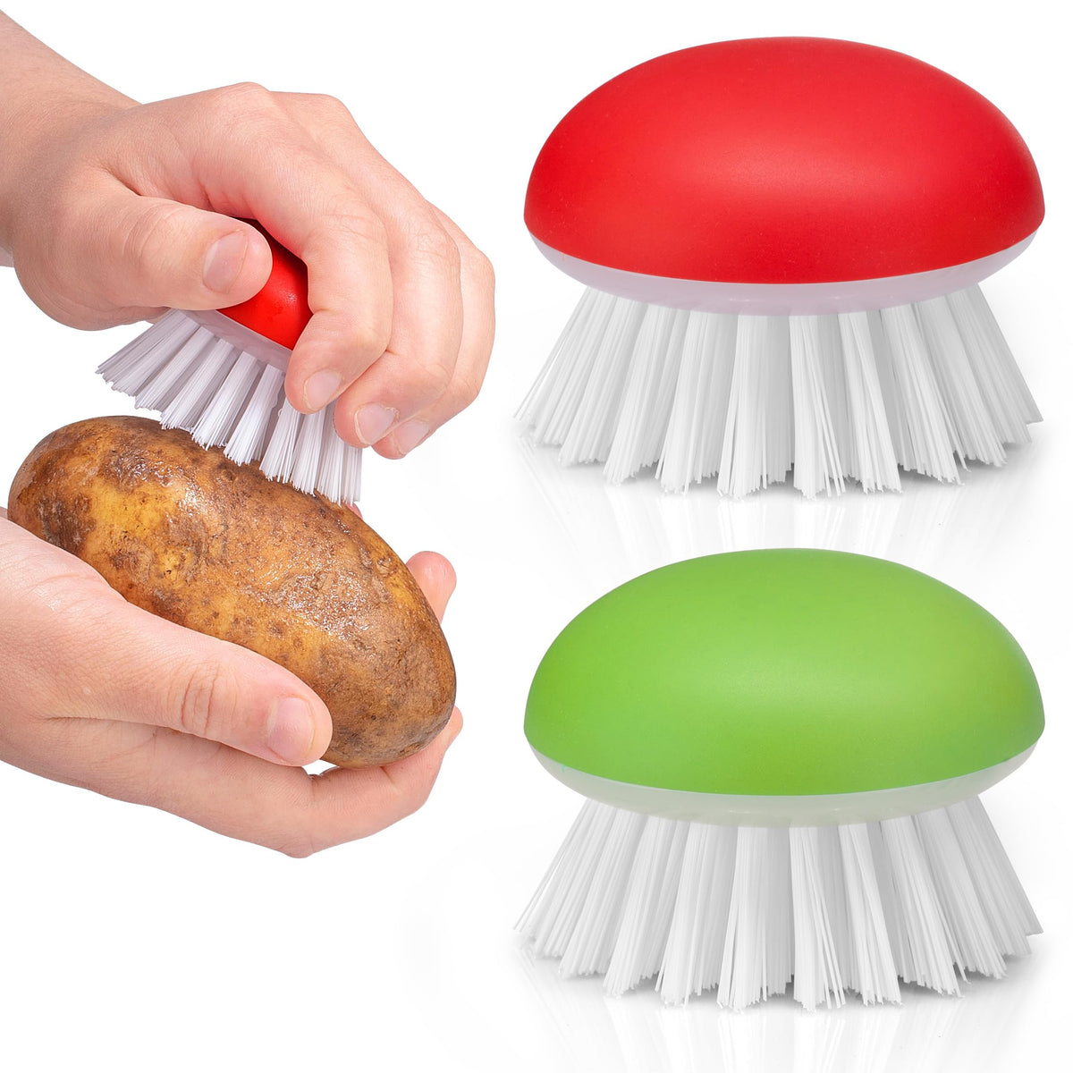 Cepillo Affordable para verduras y frutas con tapa silicona facilita la limpieza.