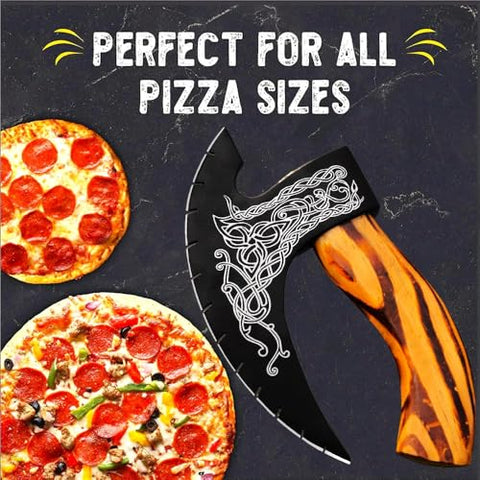 Afhzam Cortapizza Hacha Viking, enfoque en pizza para rebanadas limpias