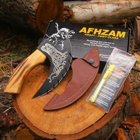 Afhzam Cortapizza Hacha Viking, diseño medieval, ideal para reuniones culinarias únicas