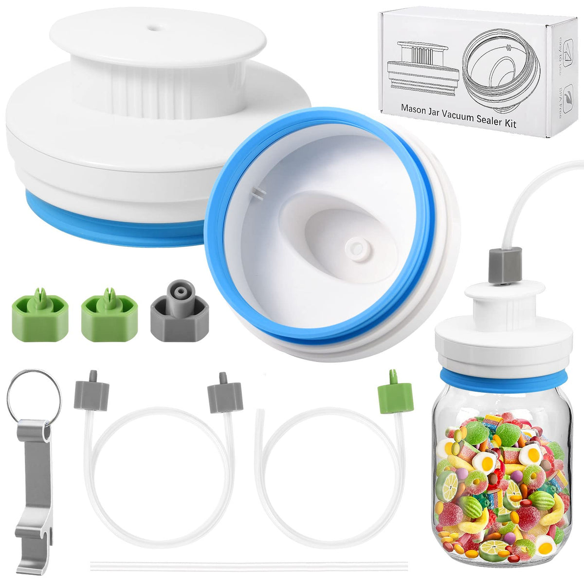 Afontoto kit sellado botes mason boca-ancha para conservar alimentos frescos más tiempo